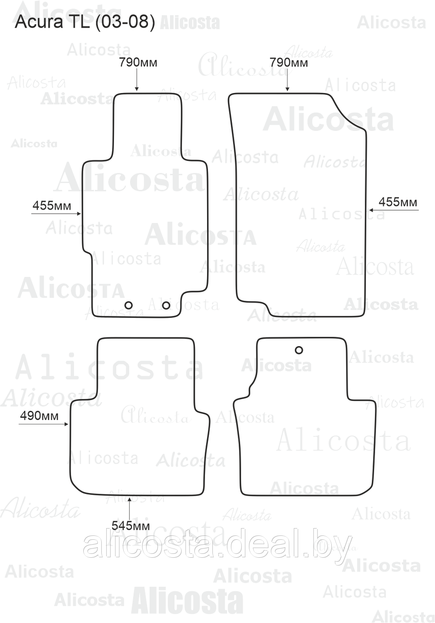 Ворсовые автоковрики Acura TL (03-08) Салон, Standart, Черный - фото 1 - id-p199174587