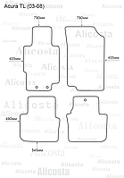 ЭВА автоковрики Acura TL (03-08) Салон, Шестиугольник, Черный