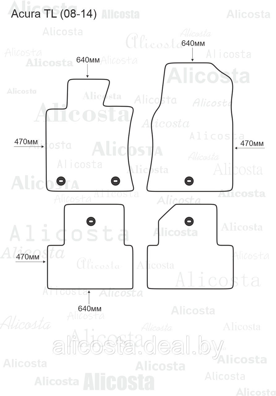 ЭВА автоковрики Acura TL (08-14) Салон, Шестиугольник, Черный - фото 1 - id-p199174598