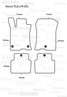 Ворсовые автоковрики Acura TLX (14-20) Салон, Standart, Серый