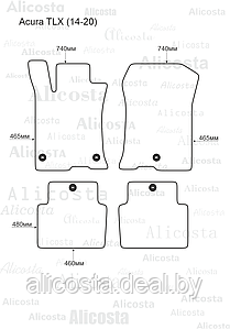 ЭВА автоковрики Acura TLX (14-20) Салон, Шестиугольник, Черный
