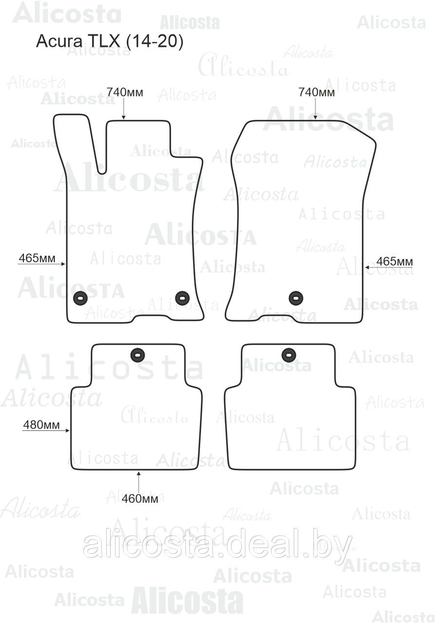 ЭВА автоковрики Acura TLX (14-20) Салон, Шестиугольник, Черный - фото 1 - id-p199174607