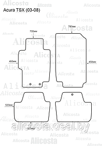 Ворсовые автоковрики Acura TSX (03-08) Салон, Premium, Черный