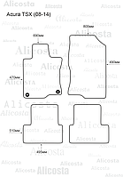 ЭВА автоковрики Acura TSX (08-14) Салон, Шестиугольник, Серый