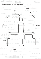 Ворсовые автоковрики Alfa Romeo 147 (937) (00-10) Салон, Premium, Черный