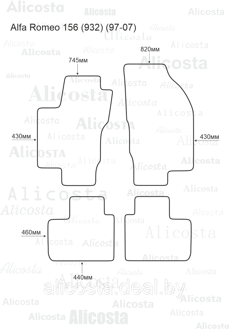 ЭВА автоковрики Alfa Romeo 156 (932) (97-07) Салон, Шестиугольник, Черный - фото 1 - id-p199174670