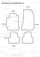 ЭВА автоковрики Alfa Romeo 159 (939) (05-11) Салон, Шестиугольник, Черный