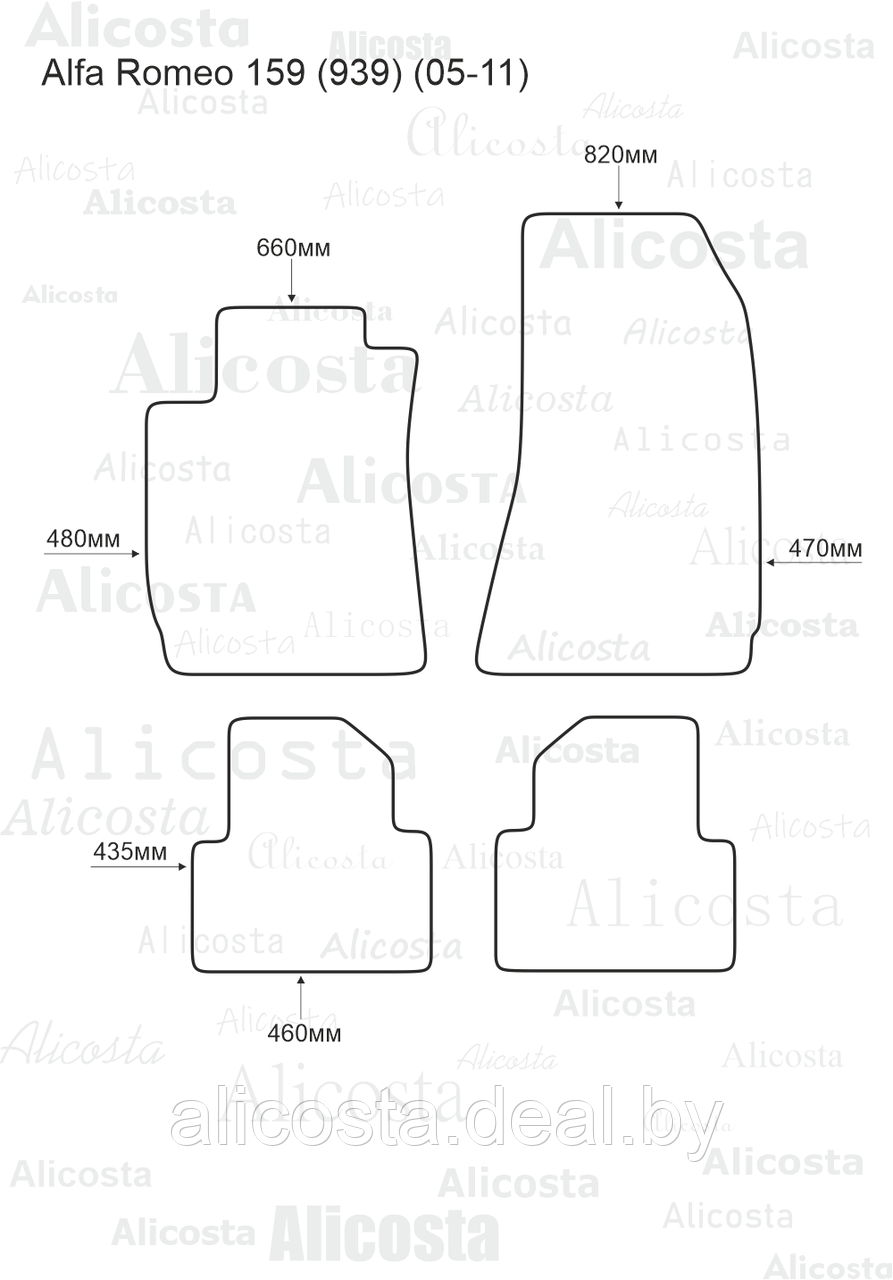 ЭВА автоковрики Alfa Romeo 159 (939) (05-11) Салон, Шестиугольник, Черный - фото 1 - id-p199174679