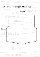 Ворсовый автоковрик Alfa Romeo 159 (939) (05-11) (Combi) Багажник, Premium, Черный