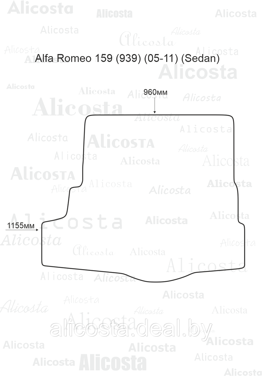 Ворсовый автоковрик Alfa Romeo 159 (939) (05-11) (Sedan) Багажник, Premium, Черный - фото 1 - id-p199174693