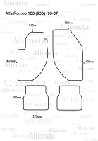 Ворсовые автоковрики Alfa Romeo 166 (936) (98-07) Салон, Premium, Черный