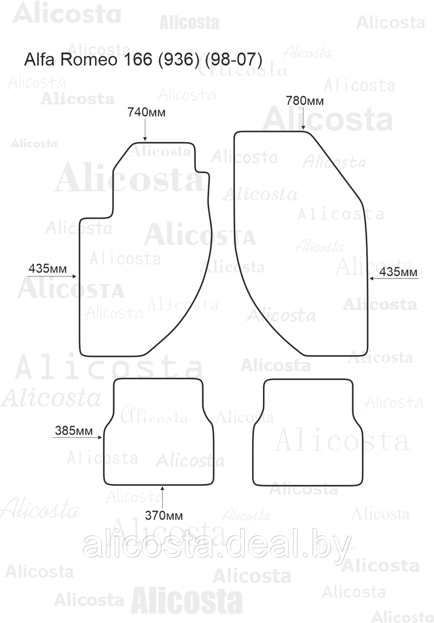 ЭВА автоковрики Alfa Romeo 166 (936) (98-07) Салон, Шестиугольник, Черный - фото 1 - id-p199174706