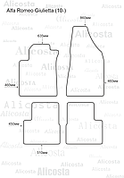 Ворсовые автоковрики Alfa Romeo Giulietta (10-) Салон, Standart, Серый