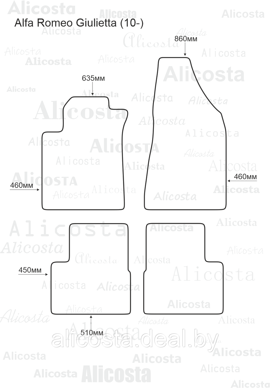 ЭВА автоковрики Alfa Romeo Giulietta (10-) Салон, Шестиугольник, Черный - фото 1 - id-p199174724