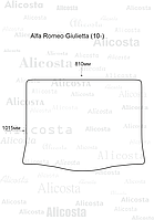 Ворсовый автоковрик Alfa Romeo Giulietta (10-) Багажник, Standart, Черный