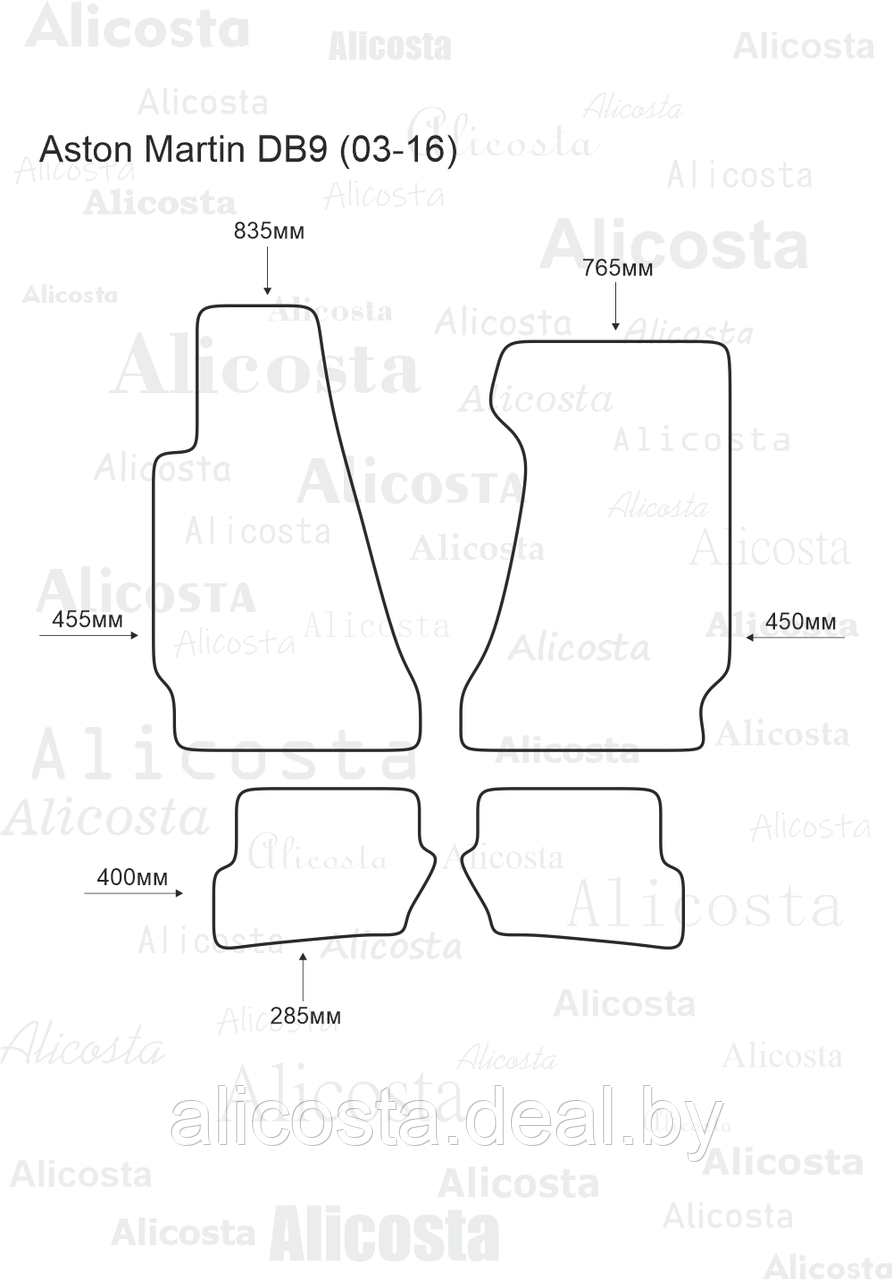 ЭВА автоковрики Aston Martin DB9 (03-16) Салон, Шестиугольник, Черный - фото 1 - id-p199174769