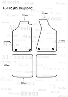 Ворсовые автоковрики Audi 80 (B3; B4) (86-96) Салон, Standart, Черный