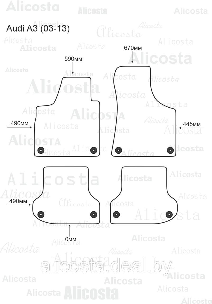 Ворсовые автоковрики Audi A3 (03-13) Салон, Premium, Черный - фото 1 - id-p199174819