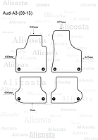 Ворсовые автоковрики Audi A3 (03-13) Салон, Standart, Серый