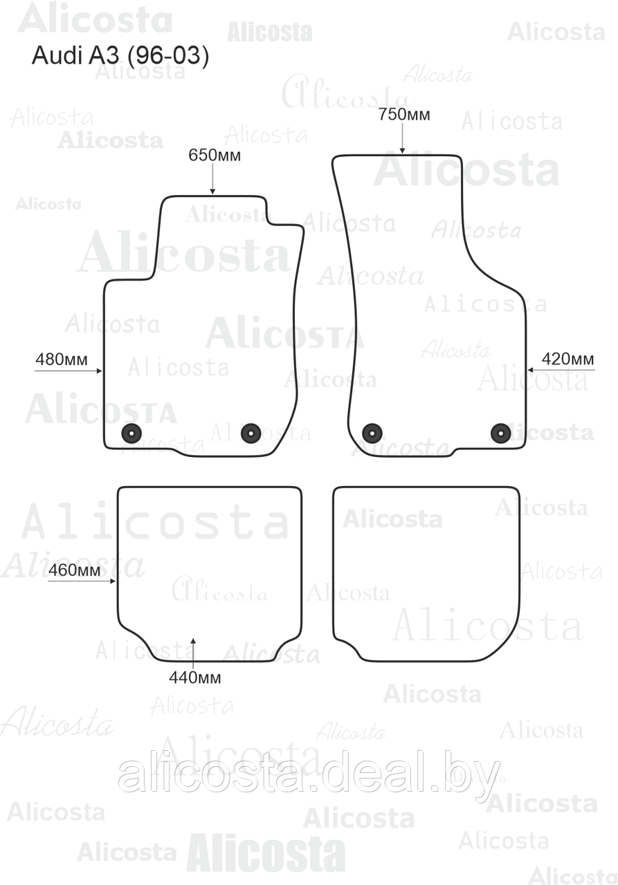 ЭВА автоковрики Audi A3 (96-03) Салон, Шестиугольник, Черный - фото 1 - id-p199174868