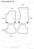 Ворсовые автоковрики Audi A4 (B8) (07-15) Салон, Standart, Черный