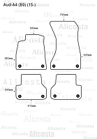 ЭВА автоковрики Audi A4 (B9) (15-) Салон, Ромб, Черный