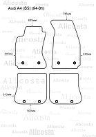 ЭВА автоковрики Audi A4 (B5) (94-01) Салон, Шестиугольник, Черный