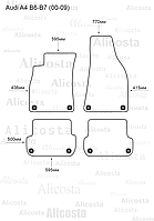 Ворсовые автоковрики Audi A4 (B6-B7) (00-09) Салон, Premium, Черный