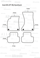 ЭВА автоковрики Audi A5 (07-16) (Sportback) Салон, Шестиугольник, Черный