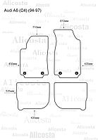 ЭВА автоковрики Audi A6 (C4) (94-97) Салон, Шестиугольник, Черный