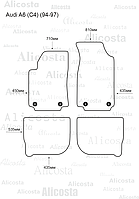 ЭВА автоковрики Audi A6 (C4) (94-97) Салон, Ромб, Черный