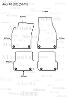 ЭВА автоковрики Audi A6 (C6) (08-11) Салон, Шестиугольник, Черный