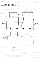 ЭВА автоковрики Audi A8 (D2) (94-02) Салон, Шестиугольник, Черный