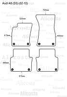 ЭВА автоковрики Audi A8 (D3) (02-10) Салон, Шестиугольник, Черный