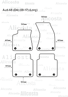 Ворсовые автоковрики Audi A8 (D4) (09-17) (Long) Салон, Standart, Черный