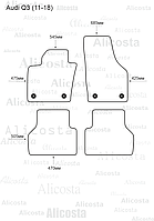 ЭВА автоковрики Audi Q3 (11-18) Салон, Шестиугольник, Черный