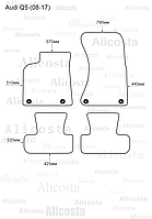 Ворсовые автоковрики Audi Q5 (08-17) Салон, Standart, Черный