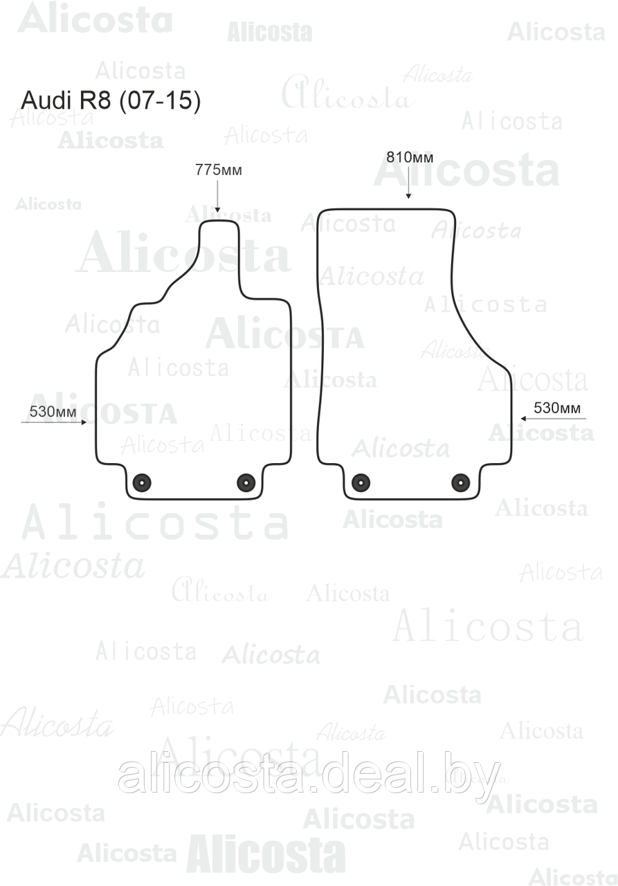Ворсовые автоковрики Audi R8 (07-15) Салон, Premium, Черный - фото 1 - id-p199175380