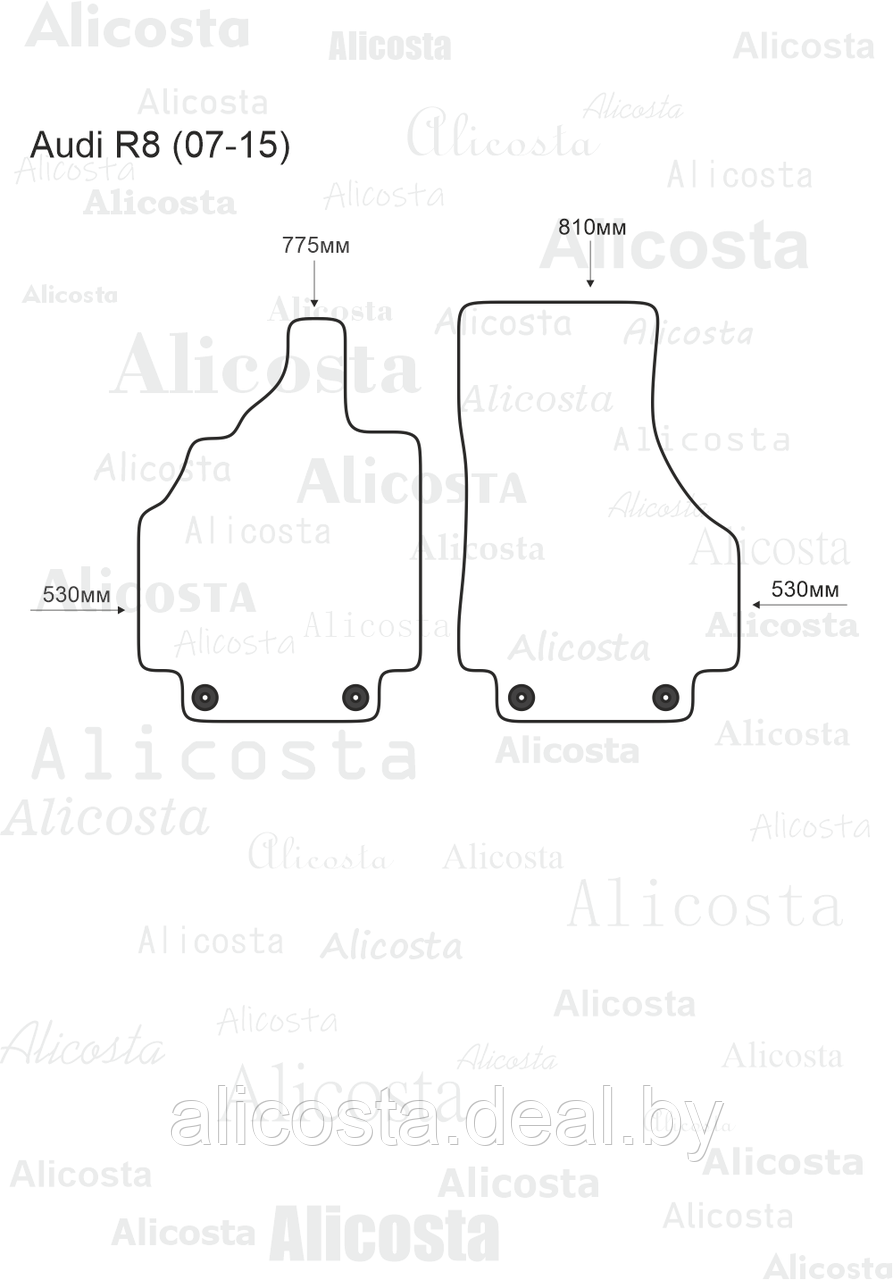 ЭВА автоковрики Audi R8 (07-15) Салон, Шестиугольник, Черный - фото 1 - id-p199175384