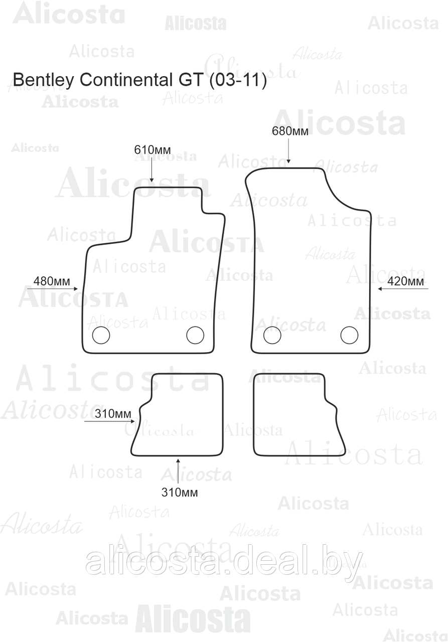 Ворсовые автоковрики Bentley Continental GT (03-11) Салон, Standart, Черный - фото 1 - id-p199175463