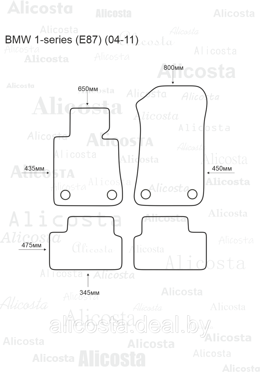 ЭВА автоковрики BMW 1-series (E87) (04-11) Салон, Шестиугольник, Черный - фото 1 - id-p199175501