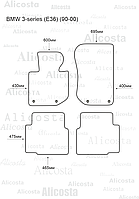 Ворсовые автоковрики BMW 3-series (E36) (90-00) Салон, Premium, Черный