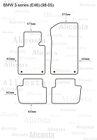 Ворсовые автоковрики BMW 3-series (E46) (98-05) Салон, Standart, Черный