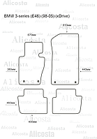 Ворсовые автоковрики BMW 3-series (E46) (98-05) (xDrive) Салон, Premium, Черный