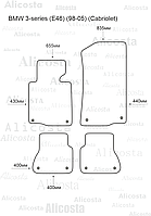 Ворсовые автоковрики BMW 3-series (E46) (98-05) (Cabriolet) Салон, Standart, Черный