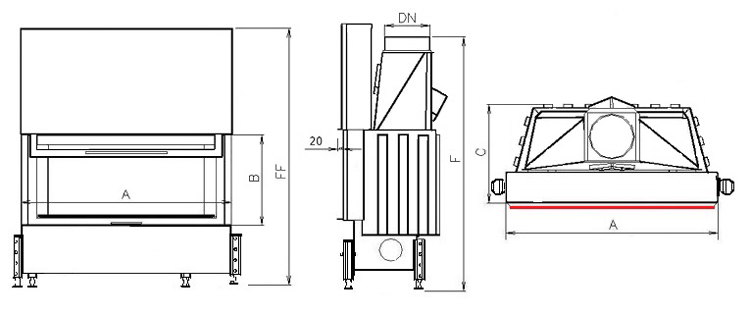 KOBOK L 1270*570 Front каминная топка - фото 2 - id-p199238565