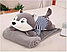 Мягкая игрушка-подушка собака Хаски с детским пледом внутри, серый, фото 2