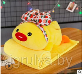 Мягкая игрушка-подушка Цыпленок с детским пледом внутри, желтый