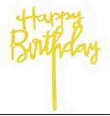 Топпер акриловый золотой пластик "Happy Birthday"