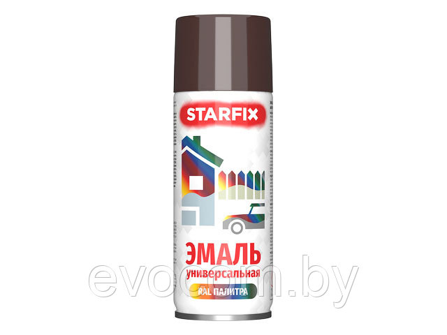 Краска-эмаль аэроз. универсальная шоколадный STARFIX 520мл (8017) (Шоколадно-коричневый, глянцевая) - фото 1 - id-p199242447